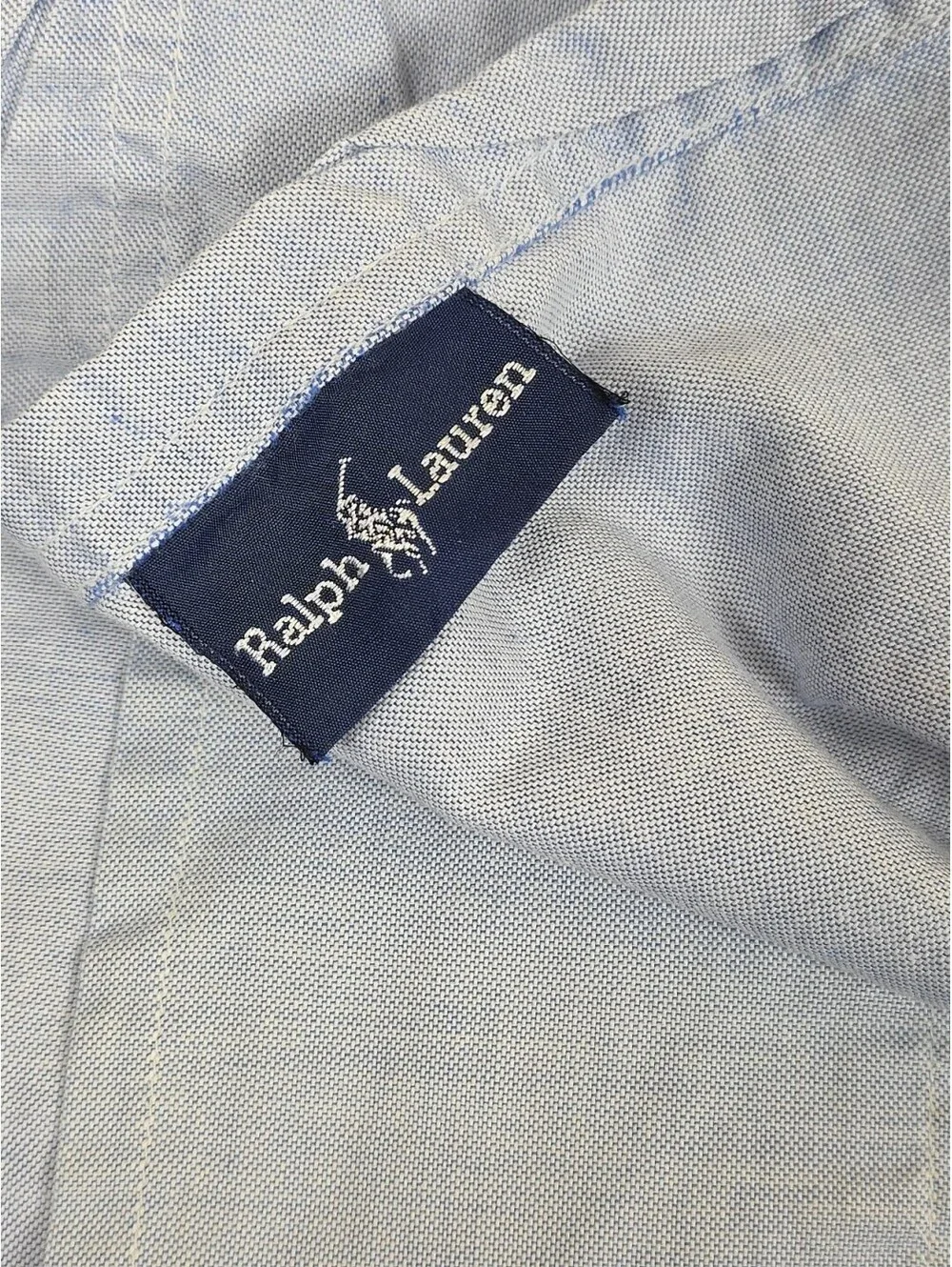 Vtg Ralph Lauren Chambray Solid Blue Queen Flat Sheet 100% Cotton Pre-owned